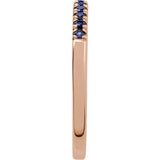 10K Rose Gold Natural Blue Sapphire Stackable Ring