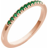 10K Rose Gold Natural Emerald Stackable Ring