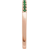 10K Rose Gold Natural Emerald Stackable Ring