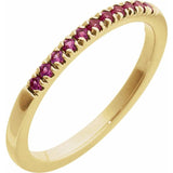 10K Yellow Gold Natural Ruby Stackable Ring