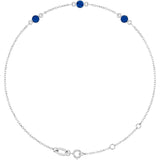 Sterling Silver Natural Blue Sapphire Bezel-Set 3-Stone 6 1/2-7 1/2