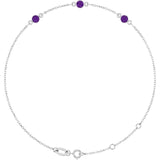 Sterling Silver Natural Amethyst Bezel-Set 3-Stone 6 1/2-7 1/2
