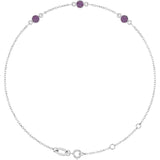 Sterling Silver Lab-Grown Alexandrite Bezel-Set 3-Stone 6 1/2-7 1/2" Bracelet