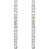 14K White Gold 5 CTW Natural Diamond Inside-Outside 41.5 mm Hinged Hoop Earrings