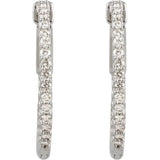 Sterling Silver Imitation White Cubic Zirconia Inside-Outside 23 mm Hinged Hoop Earrings