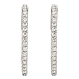 Sterling Silver Imitation White Cubic Zirconia Inside-Outside 26.5 mm Hinged Hoop Earrings