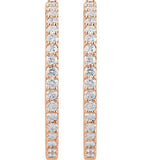 14K Rose Gold 3 CTW Natural Diamond Inside-Outside 34.5 mm Hinged Hoop Earrings
