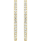 14K Yellow Gold 5 CTW Natural Diamond Inside-Outside 41.5 mm Hinged Hoop Earrings