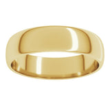 14K Yellow Gold 5 mm Lightweight Half Round Band Size 12