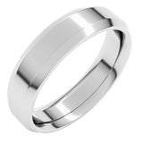 14K White Gold 5 mm Beveled-Edge Comfort-Fit Flat Band Size 8