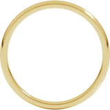 14K Yellow Gold 2 mm Lightweight Comfort-Fit Half Round Band Size 4.5