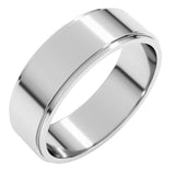 14K White Gold 6 mm Stepped-Edge Flat Band Size 13