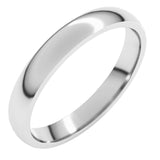 14K White Gold 3 mm Lightweight Comfort-Fit Half Round Band Size 8