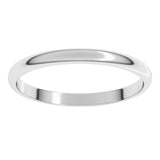 14K White Gold 2 mm Lightweight Half Round Band Size 8