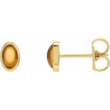 14K Yellow Gold Natural Citrine Cabochon Earrings