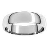 14K White Gold 5 mm Lightweight Half Round Band Size 13