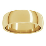 10K Yellow Gold 6 mm Lightweight Comfort-Fit Half Round Band Size 13