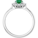 14K White Gold Lab-Grown Emerald & 1/4 CTW Lab-Grown Diamond Halo-Style Ring