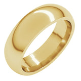 10K Yellow Gold 6.5 mm Comfort-Fit Half Round Band Size 6.5