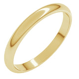 14K Yellow Gold 2.5 mm Half Round Band Size 10