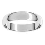 18K White Gold 4 mm Lightweight Half Round Band Size 6.5
