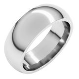 14K White Gold 7 mm Comfort-Fit Half Round Band Size 10.5