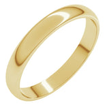 14K Yellow Gold 3 mm Lightweight Half Round Band Size 8