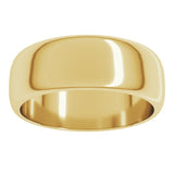 10K Yellow Gold 7 mm Half Round Band Size 10.5