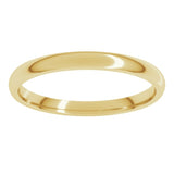 18K Yellow Gold 2 mm Lightweight Comfort-Fit Half Round Band Size 7.5