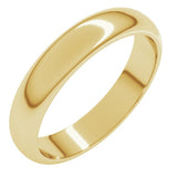 18K Yellow Gold 4 mm Half Round Band Size 6