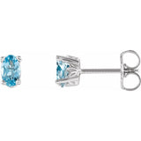14K White Gold Natural Aquamarine Scroll Setting® Stud Earrings