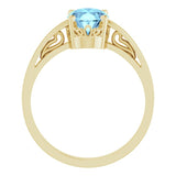 14K Yellow Gold Natural Aquamarine Scroll Setting® Ring