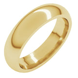 14K Yellow Gold 5 mm Comfort-Fit Half Round Band Size 4.5