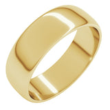 10K Yellow Gold 6 mm Lightweight Half Round Band Size 10