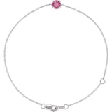 14K White Gold Natural Pink Tourmaline  6 1/2-7-1/2" Bracelet