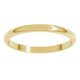 10K Yellow Gold 2 mm Lightweight Half Round Band Size 10
