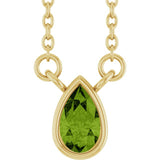 14K Yellow Gold Natural Peridot 18" Necklace
