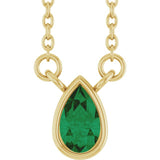 14K Yellow Gold Lab-Grown Emerald 18" Necklace