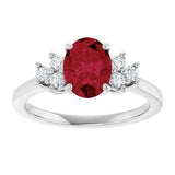 14K White Gold Lab-Grown Ruby & 1/6 CTW Lab-Grown Diamond Ring