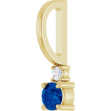 14K Yellow Gold Natural Blue Sapphire & .02 CT Natural Diamond Charm/Pendant