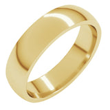14K Yellow Gold 5 mm Lightweight Comfort-Fit Half Round Band Size 15