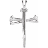 Platinum 34x24 mm Nail Design Cross Pendant