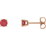 14K Rose Gold 4 mm Lab-Grown Ruby Earrings