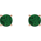 14K Rose Gold 5 mm Lab-Grown Emerald Earrings