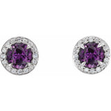 14K White 5 mm Lab-Grown Alexandrite & 1/8 CTW Natural Diamond Earrings