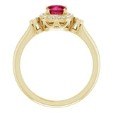 14K Yellow Lab-Grown Ruby & 1/6 CTW Natural Diamond Ring