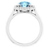 14K White Natural Aquamarine & 1/5 CTW Natural Diamond Ring