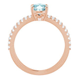 14K Rose Natural Sky Blue Topaz & 1/3 CTW Natural Diamond Ring
