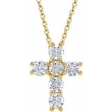 14K Yellow 9/10 CTW Natural Diamond Cross 18" Necklace