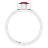 Platinum 6 mm Lab-Grown Ruby Ring